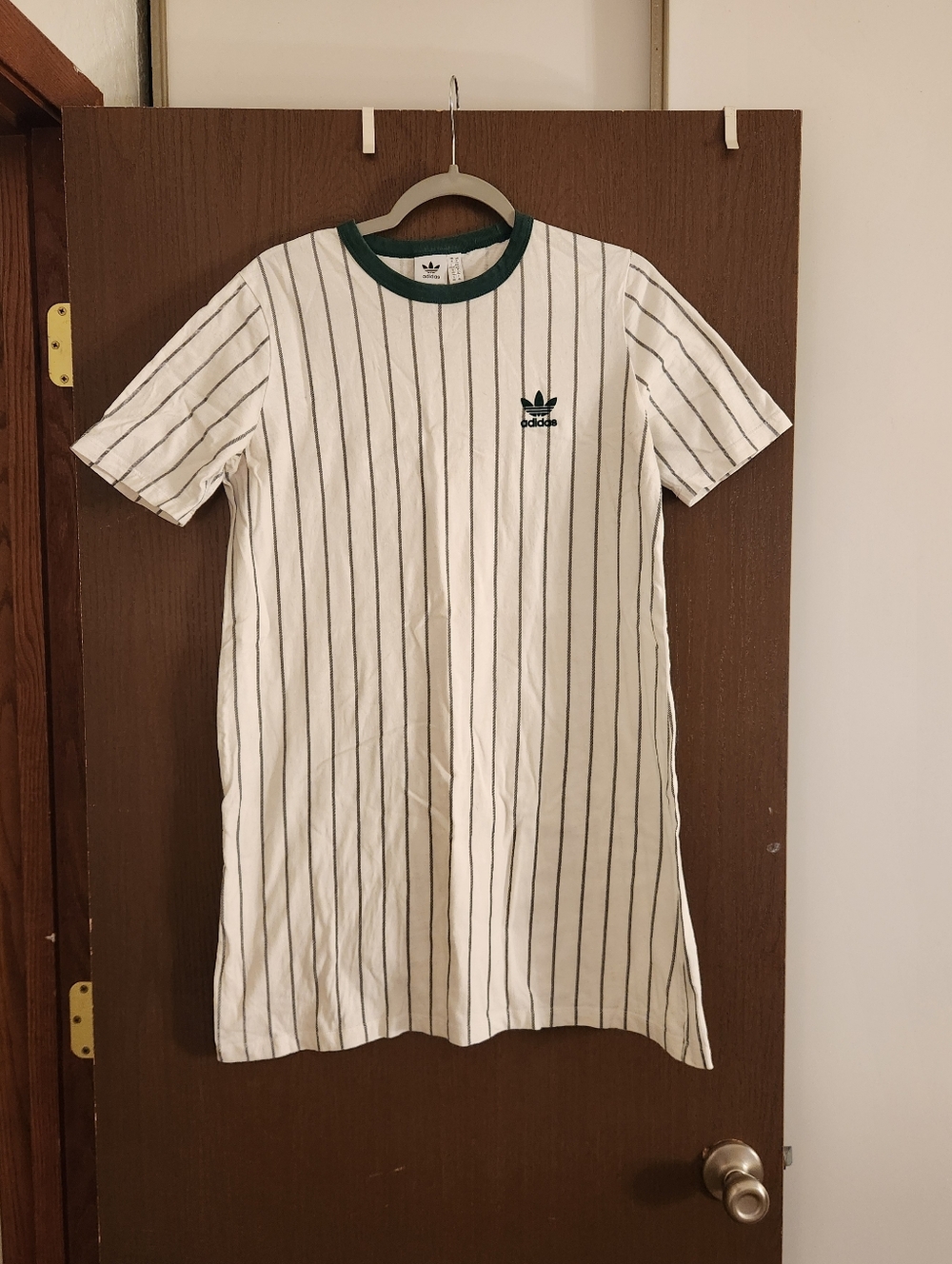 Adidad White And Green Stripes T Shirt Dress